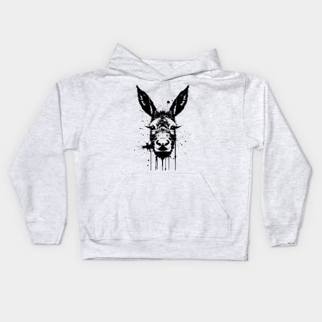 Miniature Donkey Stare Kids Hoodie by Alaigo